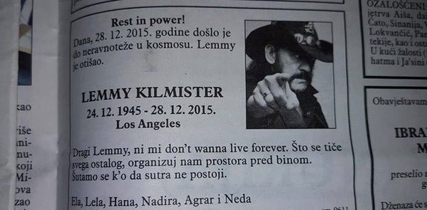 U novinama su odali počast svom najdražem glazbeniku, a tekst ne može biti bolji