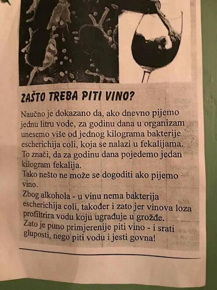 Zašto treba piti vino? Ovo je najbolji i najsmješniji odgovor na to pitanje! 
