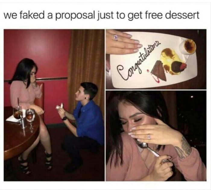 Odlučili su lažirati prosidbu kako bi dobili besplatni desert