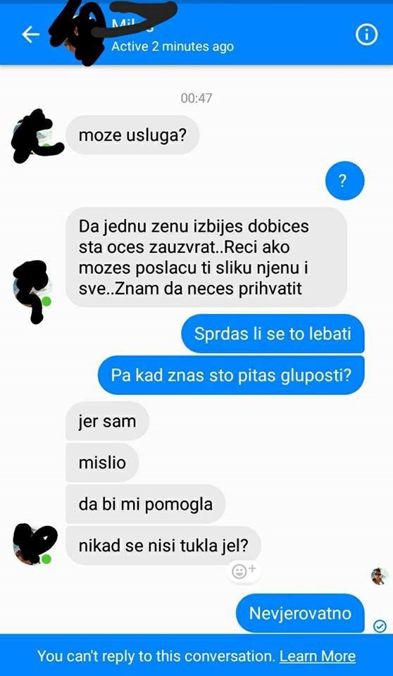 Dobila je bolesnu poruku na Facebooku koja ju je šokirala