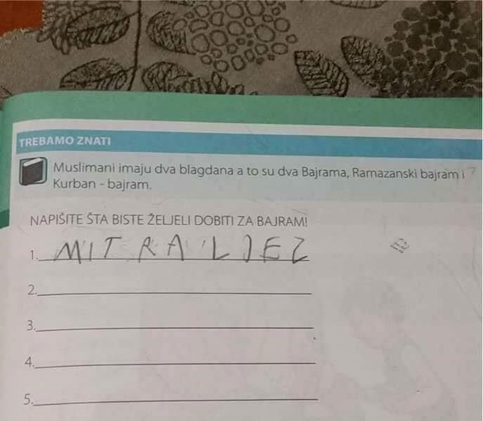 Na pitanje što želi za Bajram, dijete dalo vrlo čudan odgovor