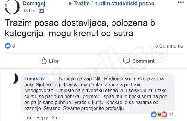 Mladić putem Facebooka pokušao naći posao, a onda se oglasio njegov bivši šef