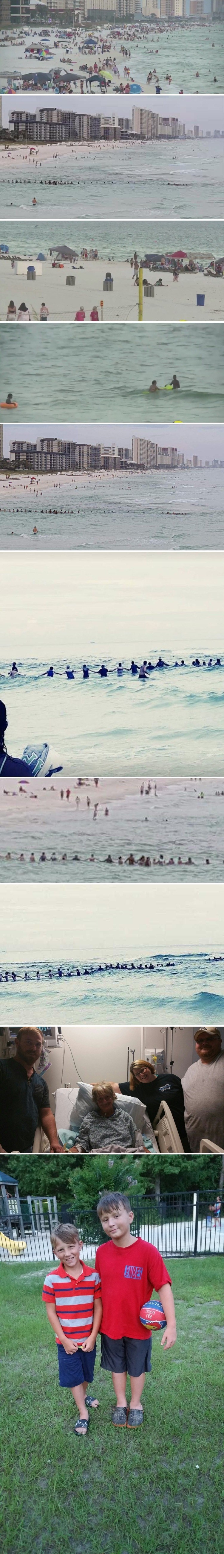 80 hrabrih ljudi formiralo je "ljudski lanac" kako bi spasili obitelj koja se utapala