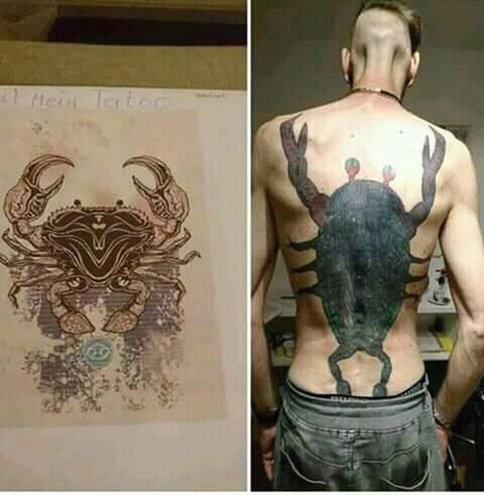 Htio je tetovirati raka, a dobio je teški fail od tetovaže