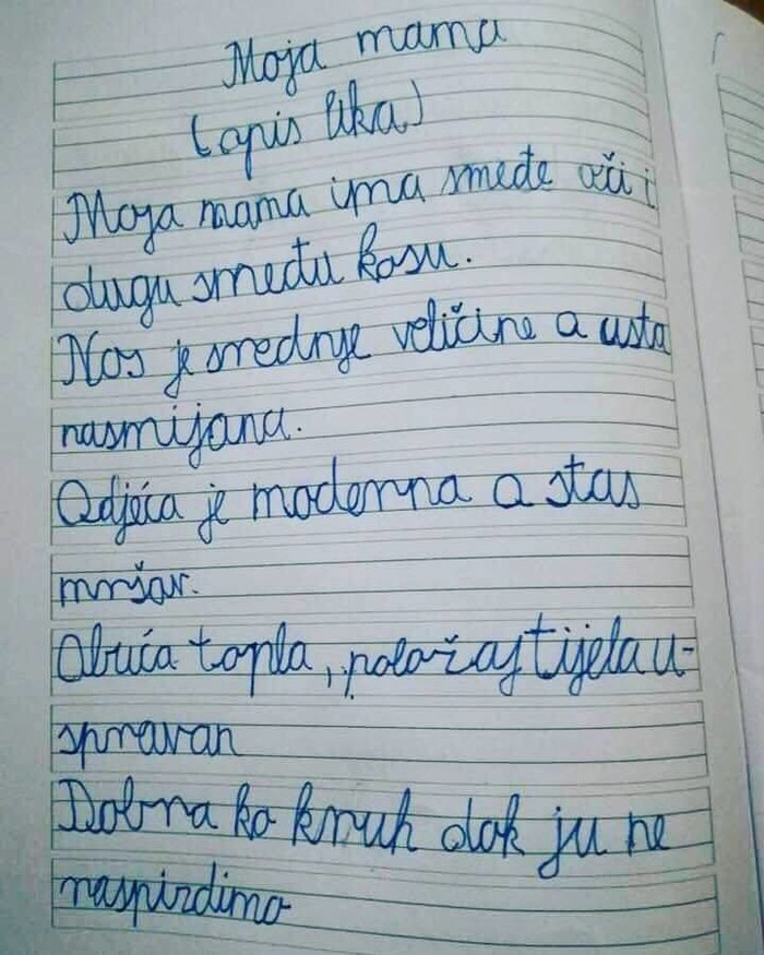 Dijete napisalo sastav o majci, a jedna rečenica nasmijala je cijeli Balkan