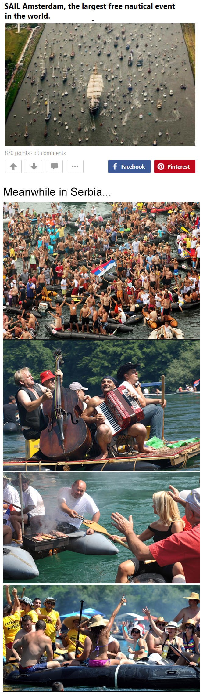 Nakon što su postavili fotografiju regate u Amsterdamu, uslijedila je i jedna iz Srbije