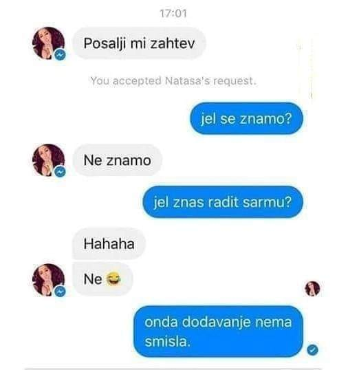 Naredila mu da je doda na Fejs, a on odbio uz smiješno objašnjenje