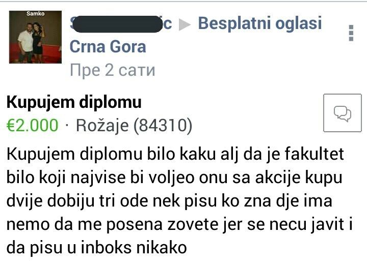 Ovaj je čovjek odlučio kupiti diplomu, a njegov će vas oglas dobro nasmijati