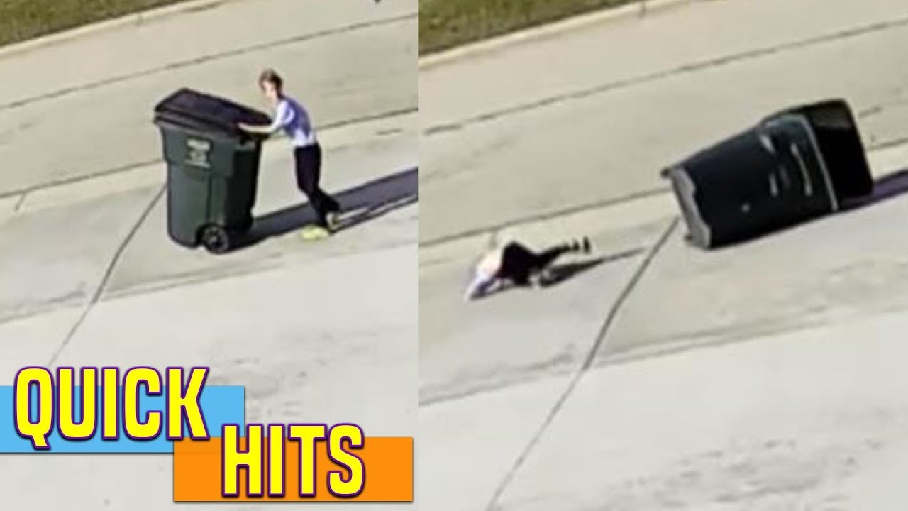 Pokušao je iznijeti kantu za smeće, a vjetar ga omeo na presmiješan način