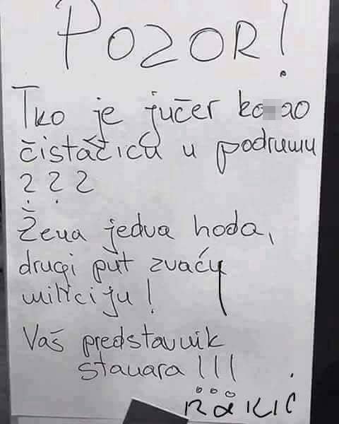 Netko je bio nestašan u podrumu, pa mu je nadstojnik ostavio urnebesnu poruku