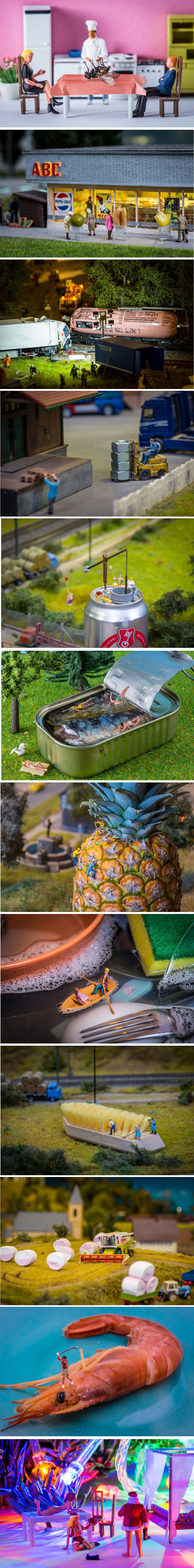 Umjetnik pomoću hrane i predmeta pravi minijaturne svjetove 