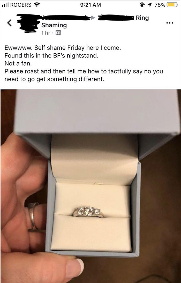 Djevojka pronašla prsten u ladici svog dečka i javno ga prozvala jer joj se nije svidio 
