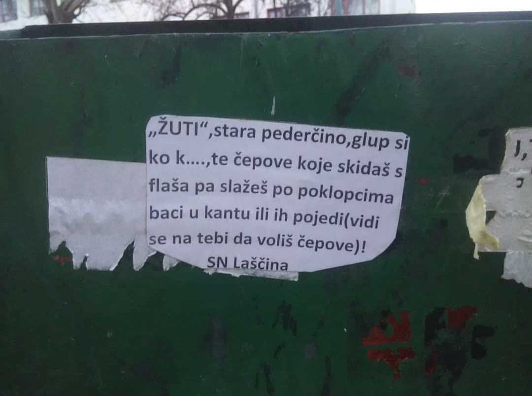 Nekoga je naljutio čovjek koji skuplja boce pa mu je ostavio ljutitu poruku 