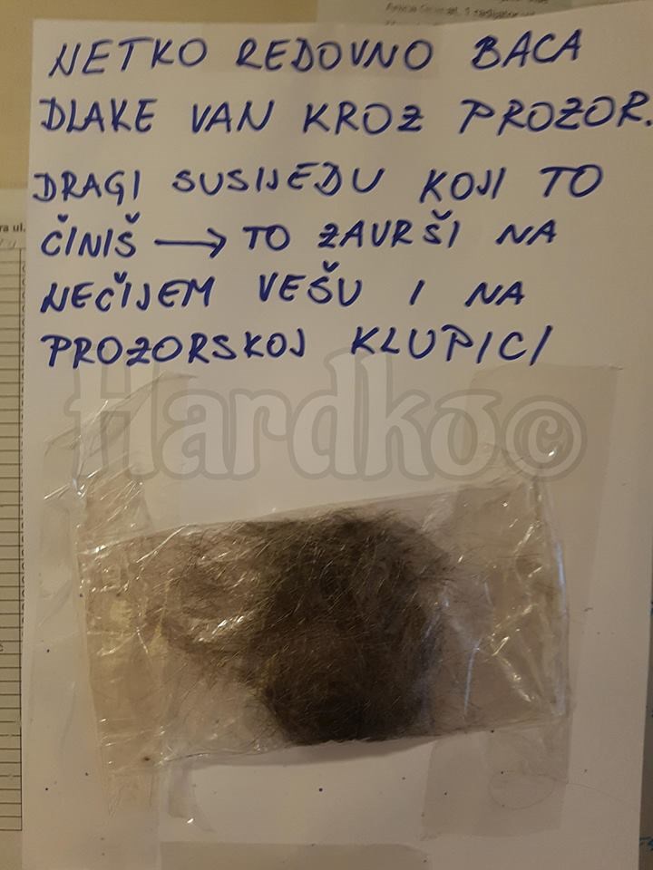 Ljuti susjed ostavio poruku onome tko baca dlake kroz prozor, a priložio je i smiješni dokaz