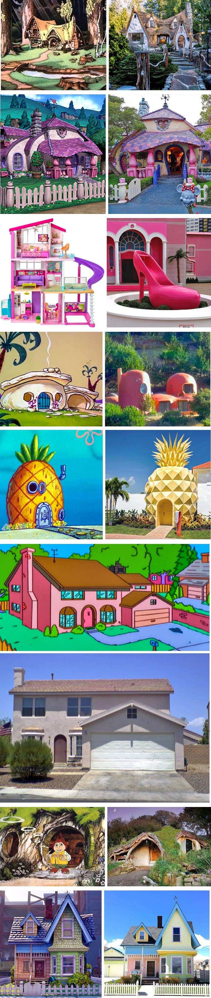 Kuće iz popularnih crtanih filmova izgrađene u stvarnom svijetu 