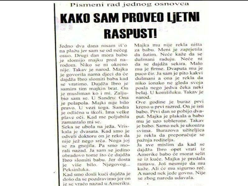 Pročitajte genijalnu pismenu zadaću jednog osnovnoškolca 