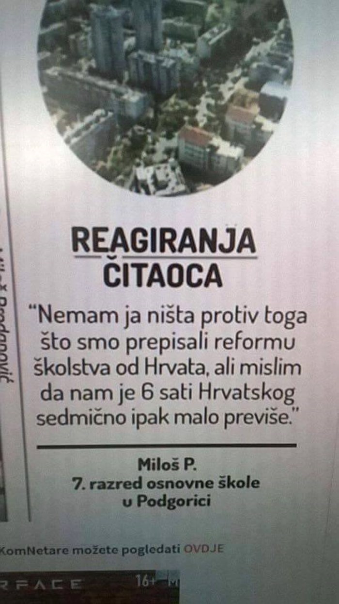 Osnovnoškolac iz Crne Gore rekao je što misli o prepisivanju hrvatskog kurikuluma i nasmijao javnost