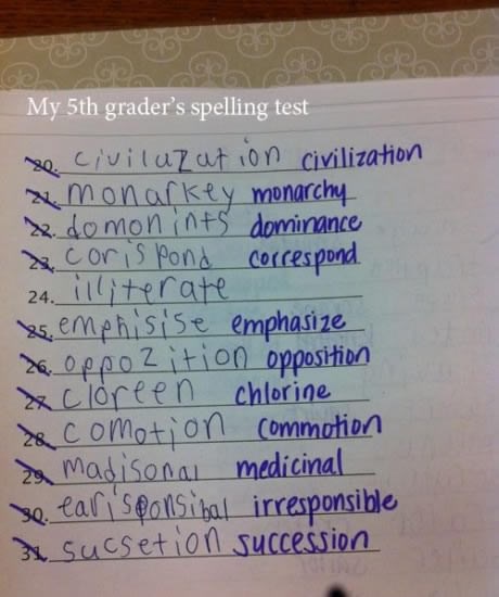 mali je fulao sve riječi osim "nepismen" :D