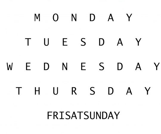 slikovit prikaz brzine prolaska dana u tjednu