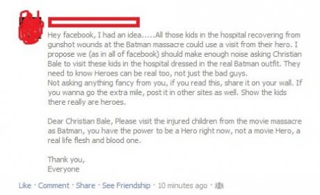 Poziv Christianu Baleu da posjeti stradale klince kao Batman