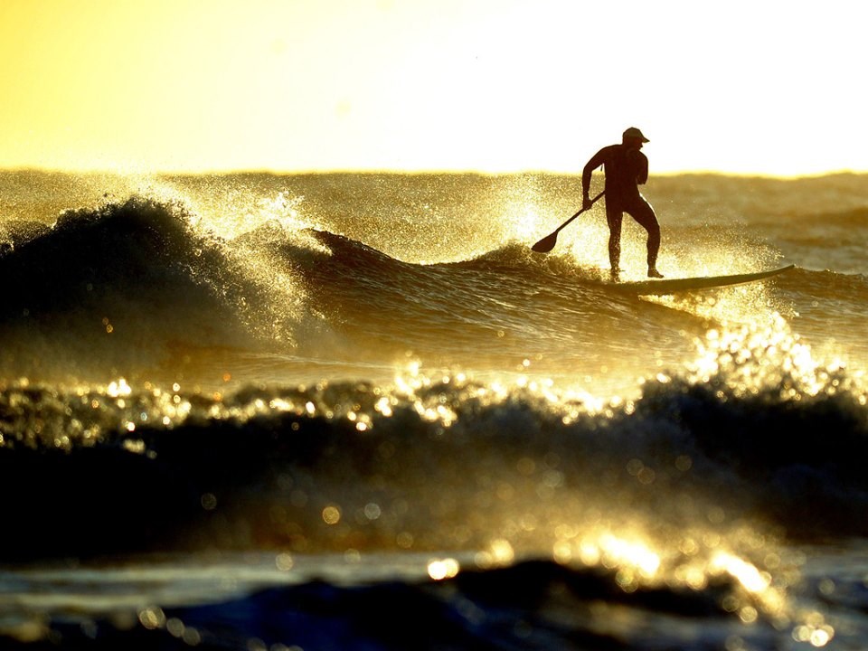 Surfanje na zlaćanim valovima u suton...