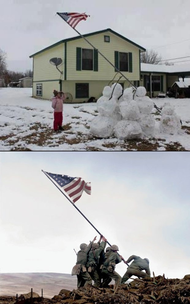 Snježno "podizanje zastave na Iwo Jimi"