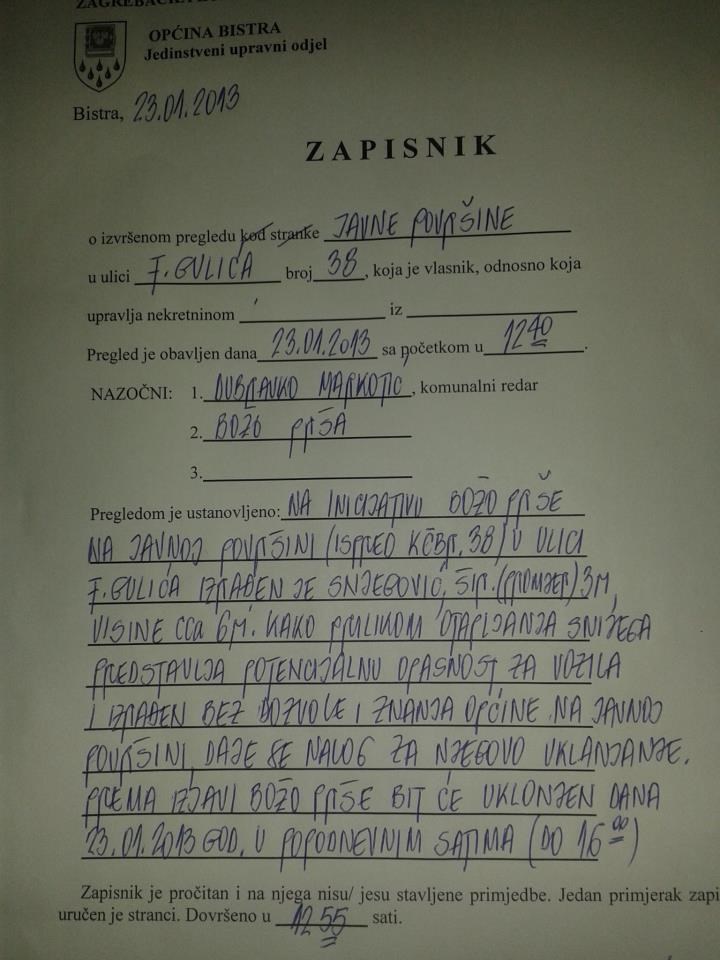 Snješko nije imao građevinsku, ostao bez glave