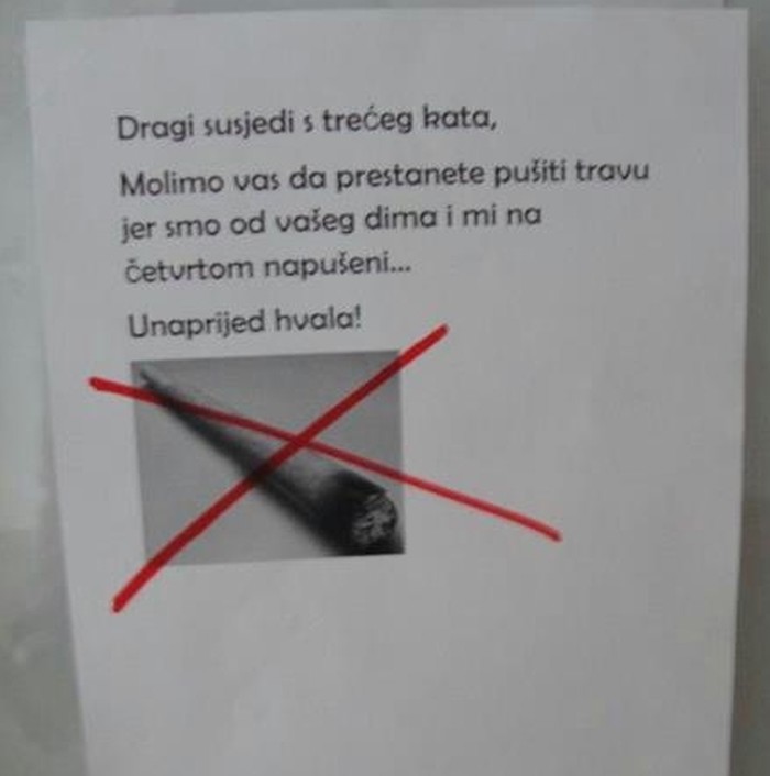 Trava toliko jaka da su napušili i susjede s kata iznad
