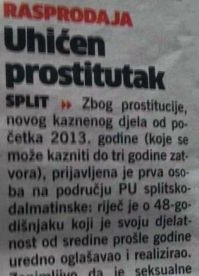 Uhićen PROSTITUTAK
