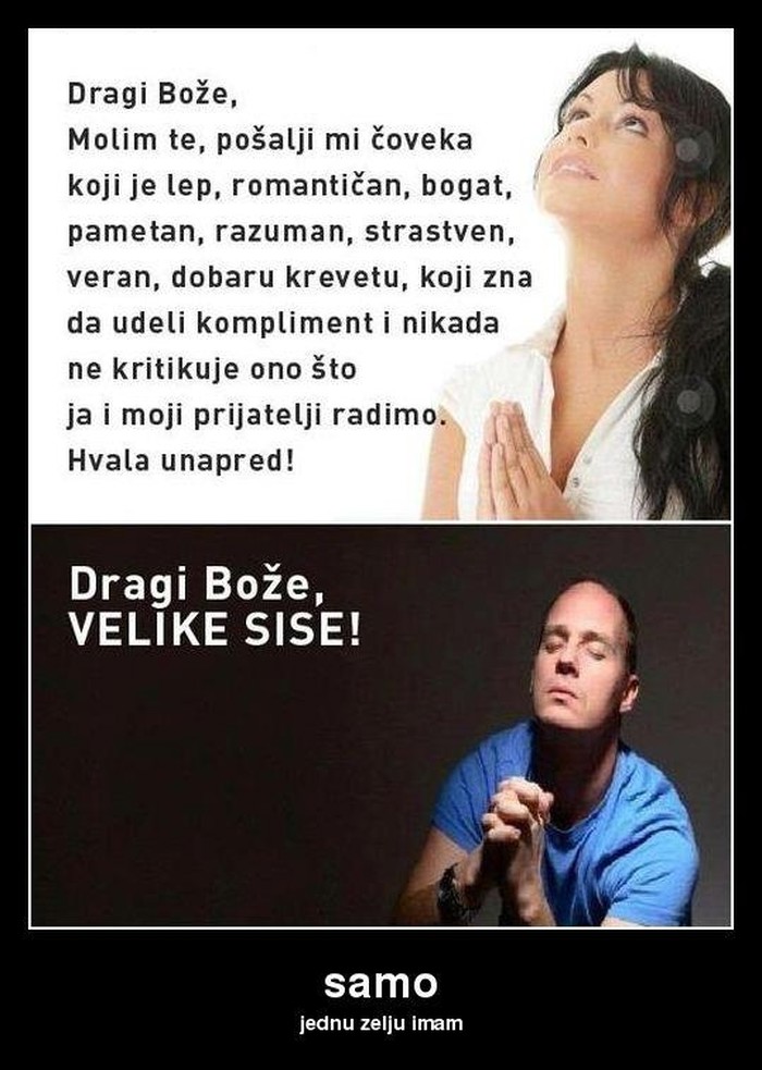 Ženske vs. muške želje: Kakvu bi ti bolju polovicu?