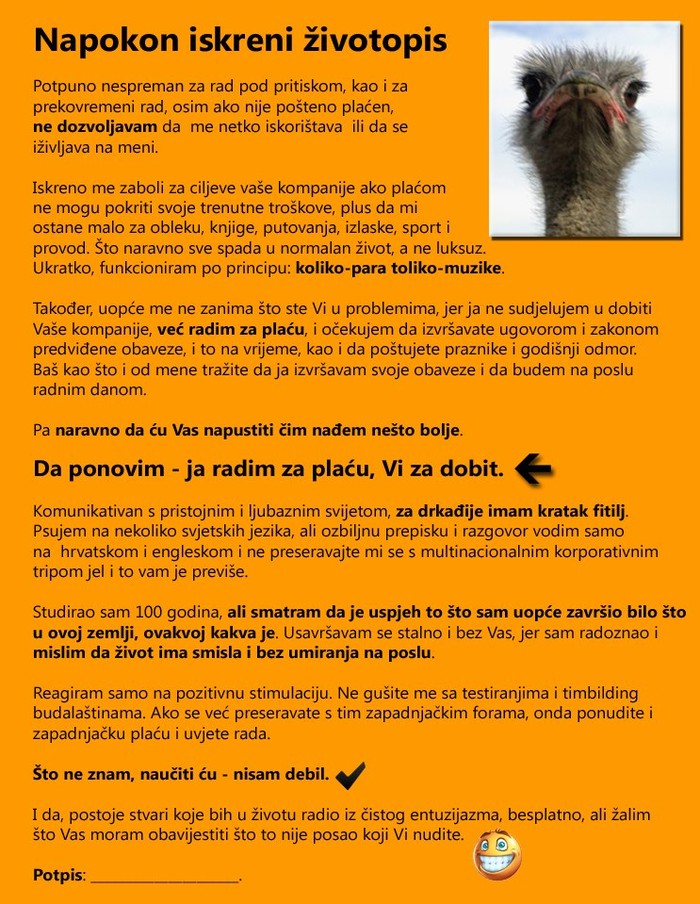 Najiskreniji životopis na svijetu