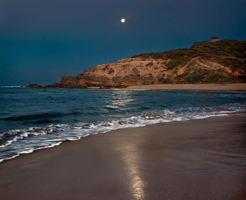 Mjesecom obasjana noć na čarobnoj pješčanoj plaži