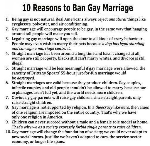10 razloga za zabranu gay brakova