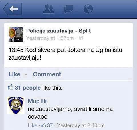 Bezrazložna panika: Policija samo svratila po ćevape