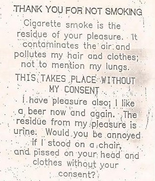 Pušenje je isto ko i da se nekom popišaš na glavu?!