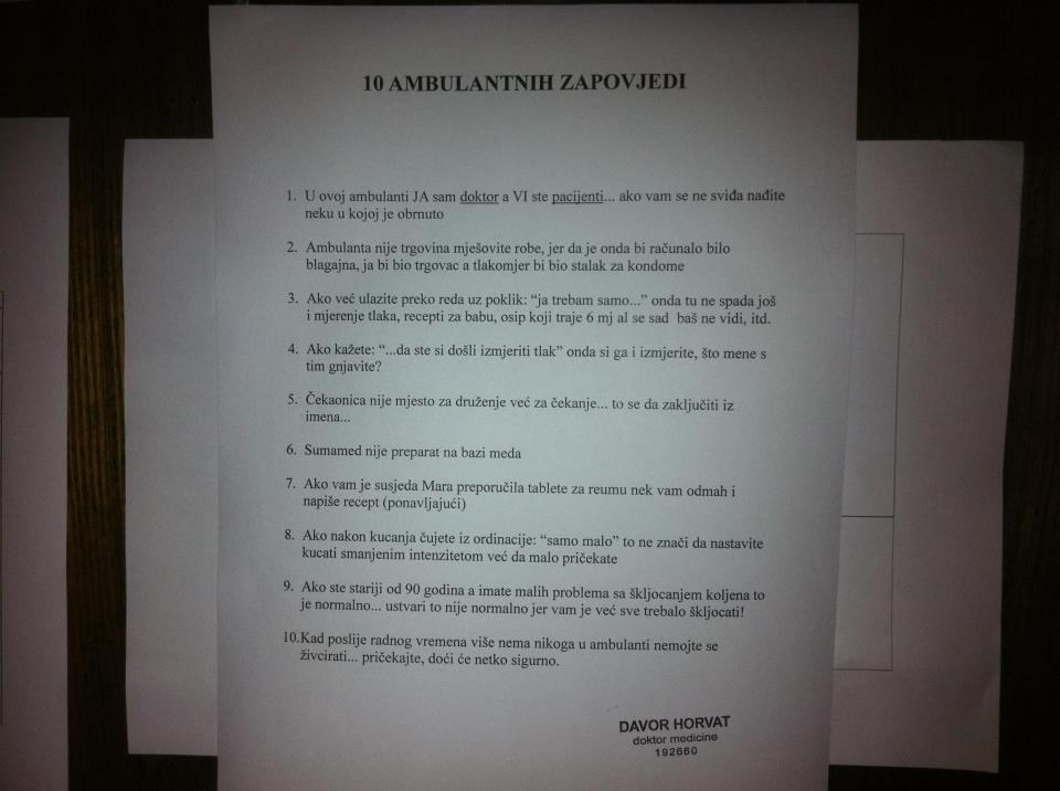 10 ambulantnih zapovjedi dr. Horvata