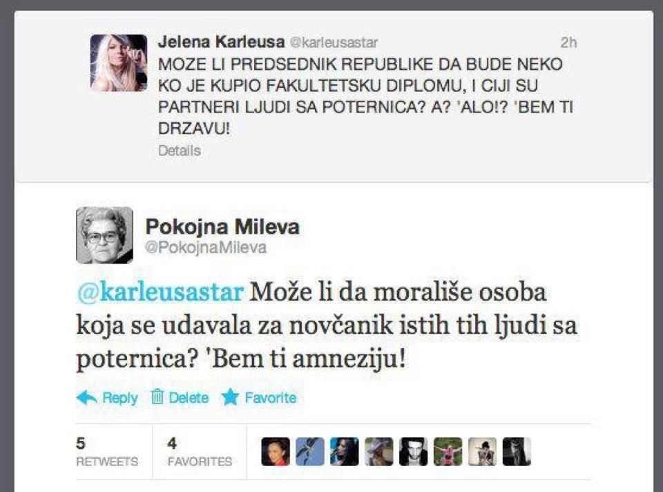 Pokojna Mileva mogla bi štogod reći i Severini...