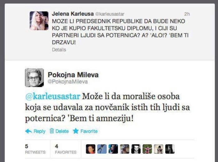 Pokojna Mileva mogla bi štogod reći i Severini...