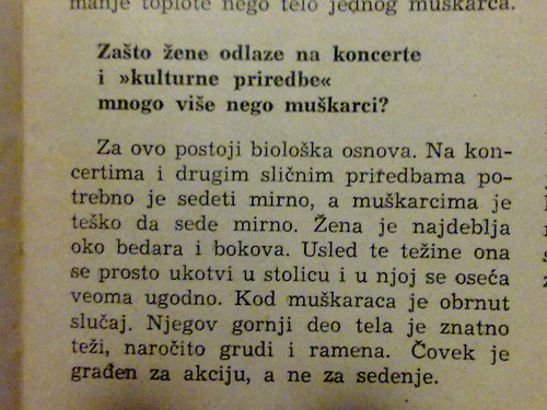 Čovek je građen za akciju, žena za sedenje