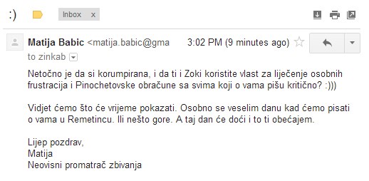 Odgovor Zinki Bardić, glavi SDP-ove korupcijske hobotnice