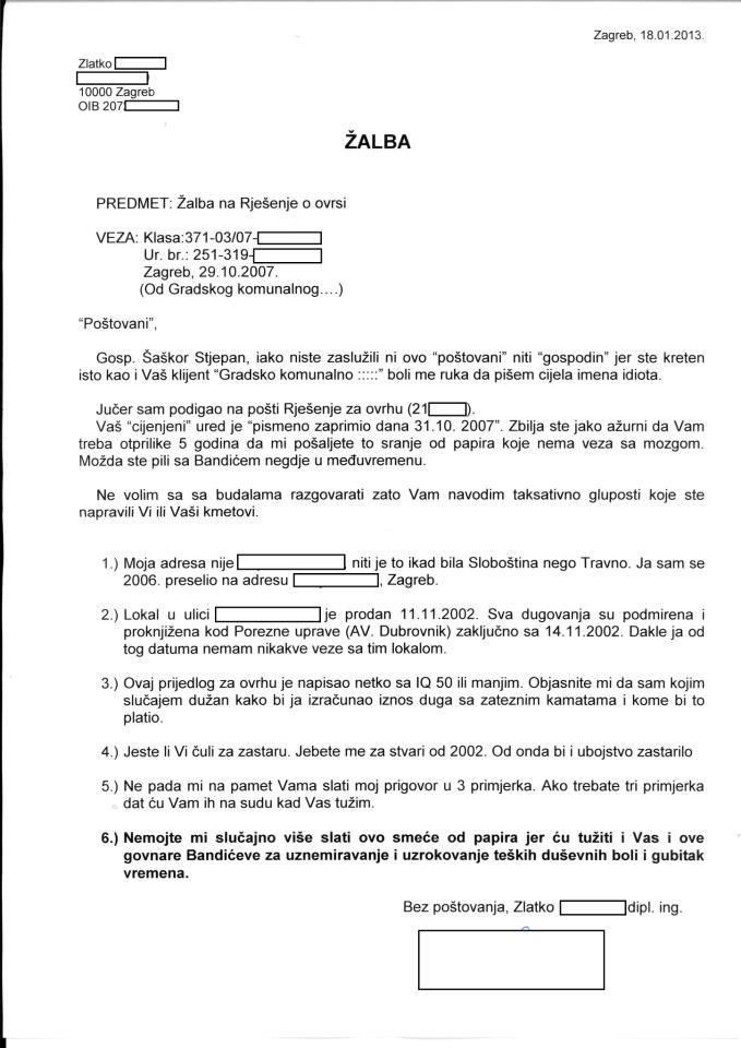 Žalba na hrvatski način - pravilno ophođenje s idiotima