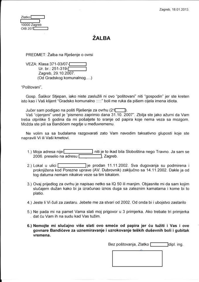 Žalba na hrvatski način - pravilno ophođenje s idiotima