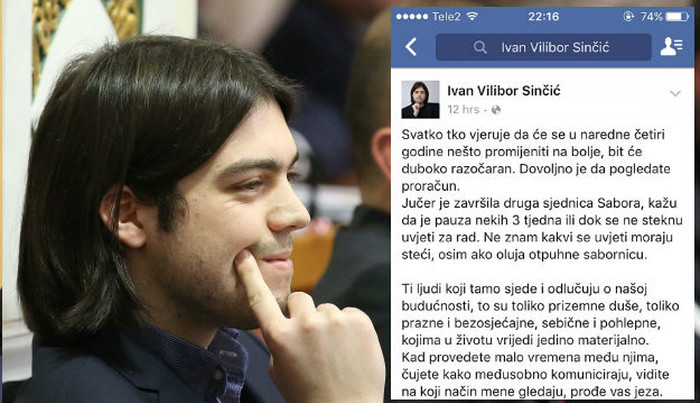 Sinčić o kolegama u Saboru: Prazne, bezosjećajne, pohlepne i sebične duše