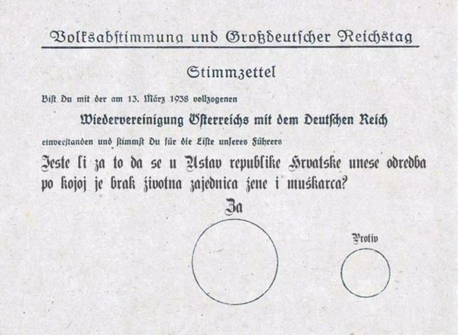 Kako bi izgledao listić referenduma da je 1938. godina.