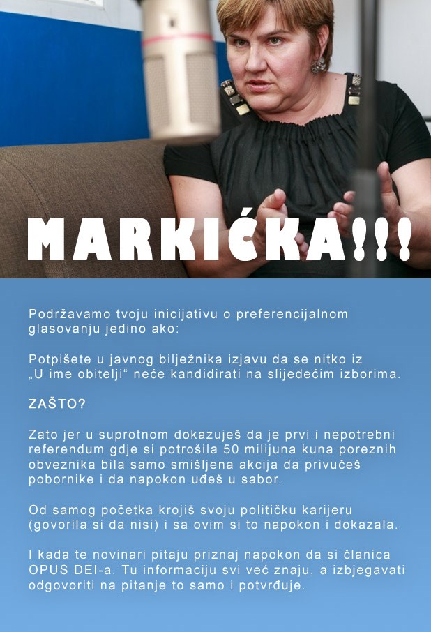 Željka Markić samo potvrđuje insinuacije iz prošlosti