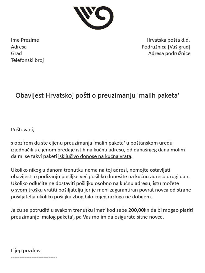 Preuzimanje 'malih paketa'