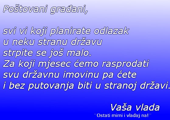 Obavijest budućim iseljenicima