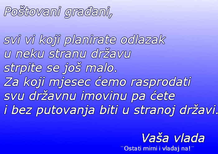 Obavijest budućim iseljenicima