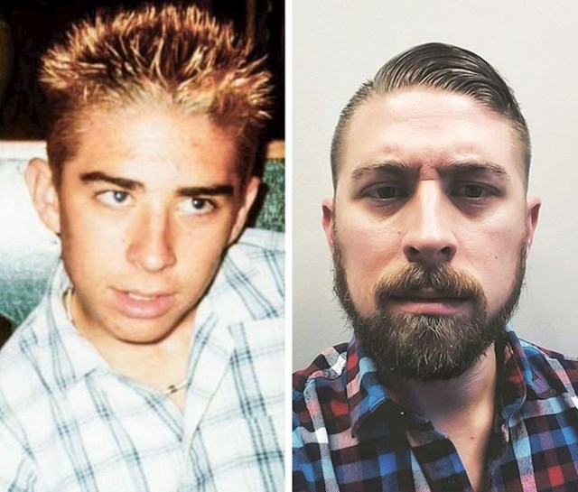 12. "Usporedba fotki kada sam imao 16 i sada kad imam 35 godina - ne znam što mi je tada bilo da sam imao takvu frizuru"