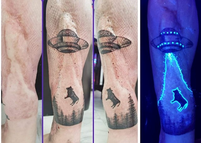 6. Još jedna tetovaža kojom se prikriva ožiljak, ova još i svijetli u mraku i izgleda odlično